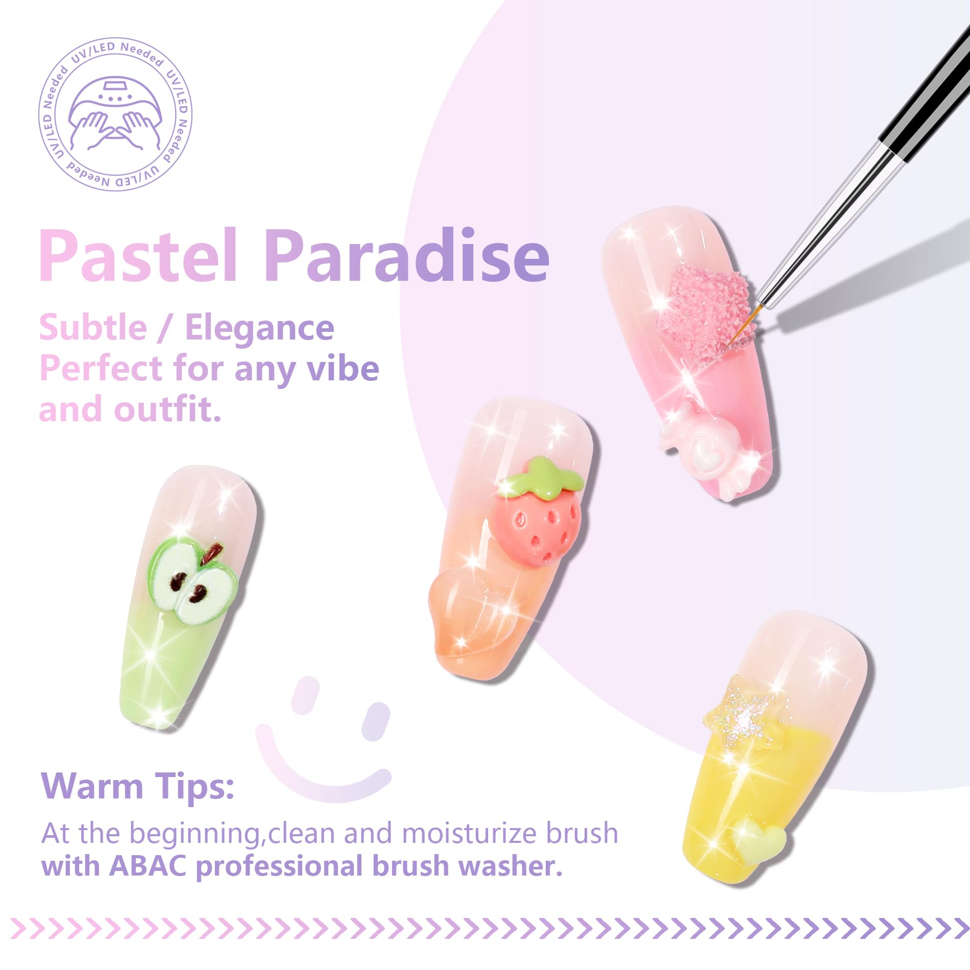 ABAC Pastel Shimmer gel polish on stamping and ombre artwork example