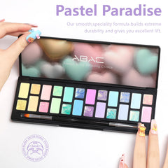 ABAC Pastel Shimmer gel polish bottle highlighting toxin-free, vegan features