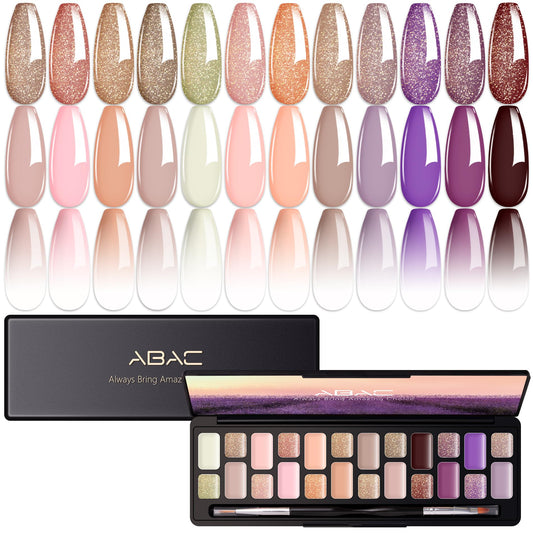 ABAC Solid Gel Nail Polish 24-color palette for vibrant, salon-quality nails.