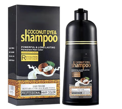 ABBASI & CO coconut golden brown dye shampoo bottle offering 3-in-1 color, cleanse, and condition.