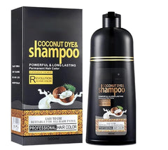 ABBASI & CO Coconut Light Brown Hair Dye Shampoo packaging highlights natural formula for gray coverage.