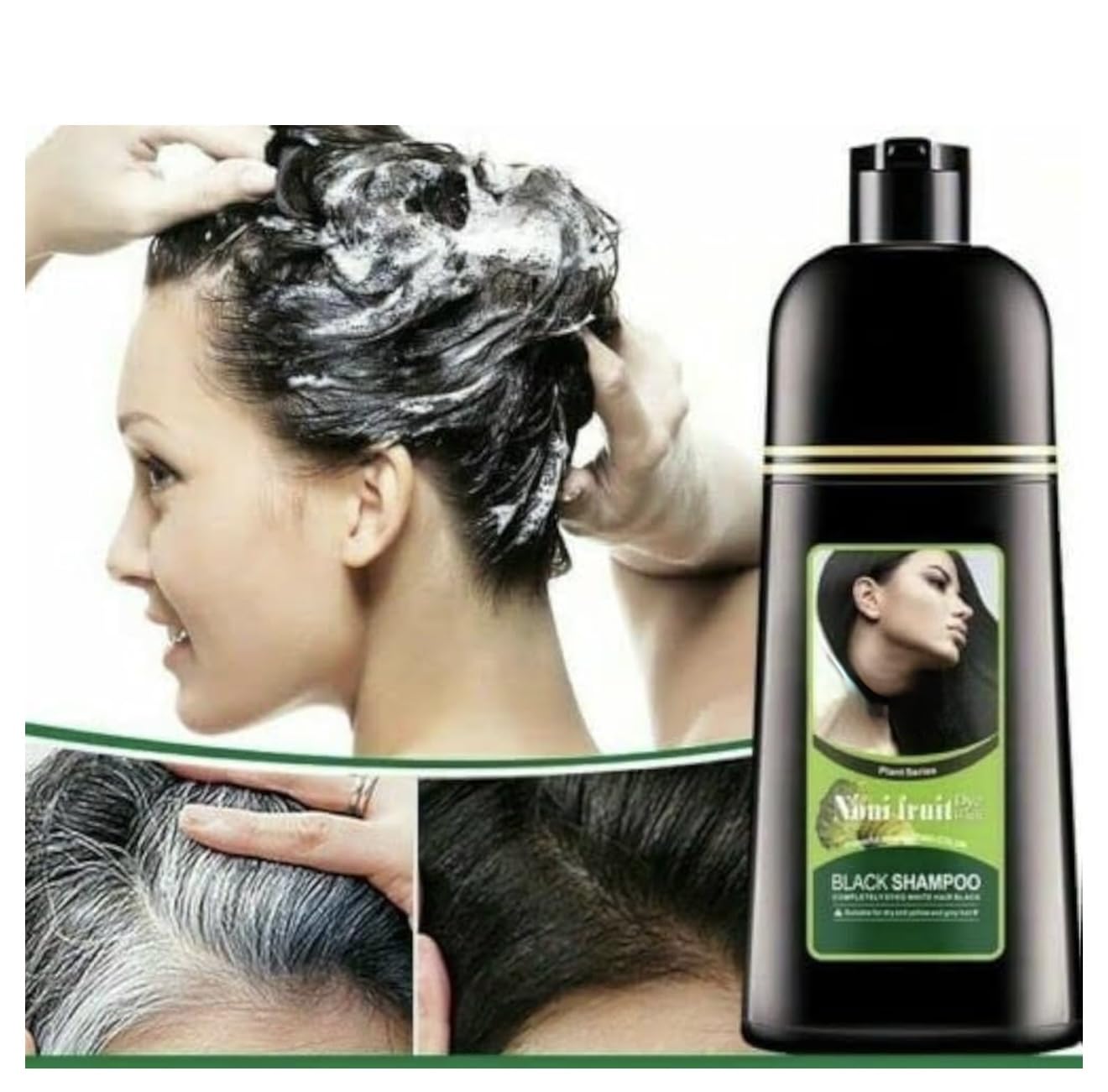 ABBASI & CO Noni Black Hair Dye Shampoo demonstrates 5 minute color application