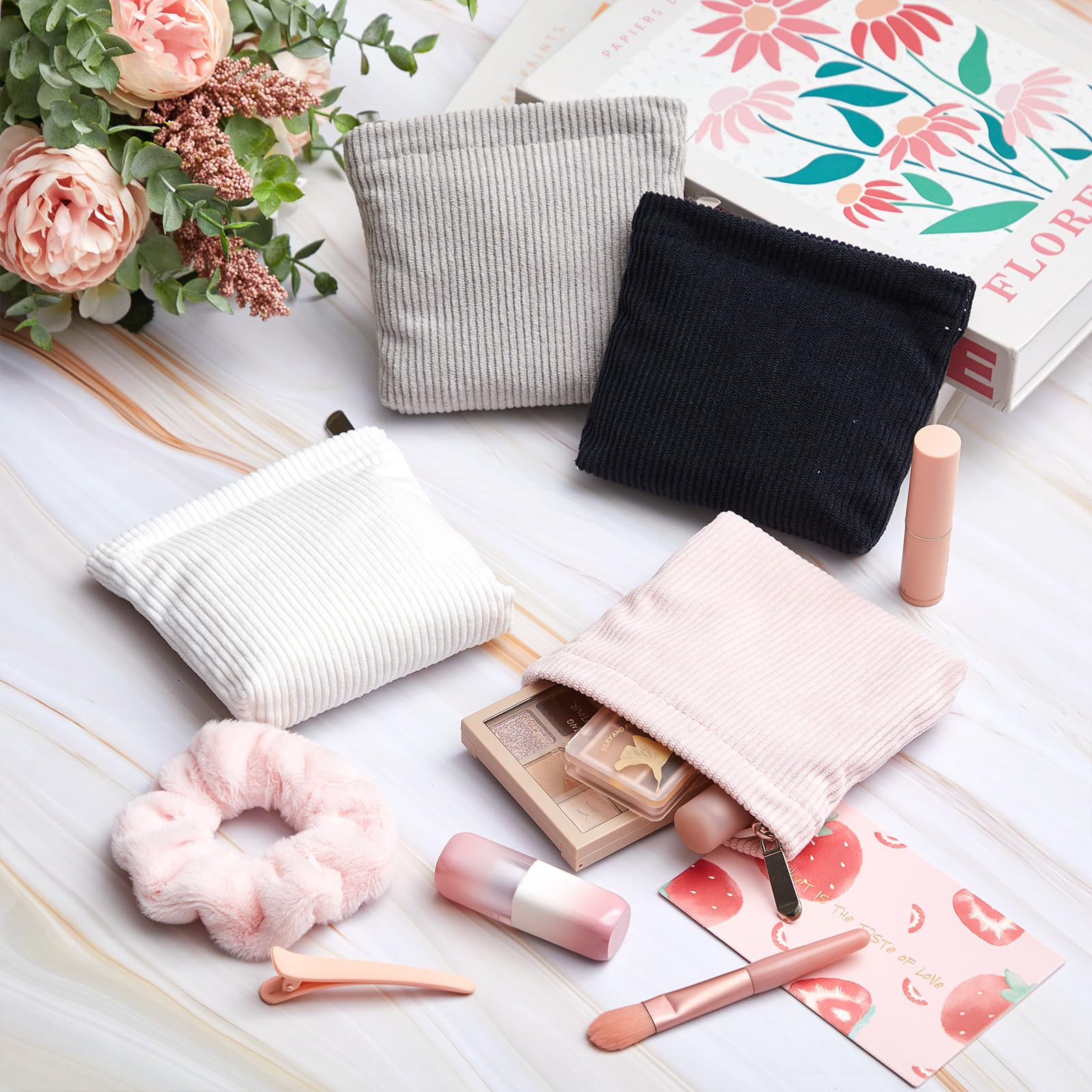 Abbylike multicolor corduroy purse organizer adds stylish storage for beauty essentials