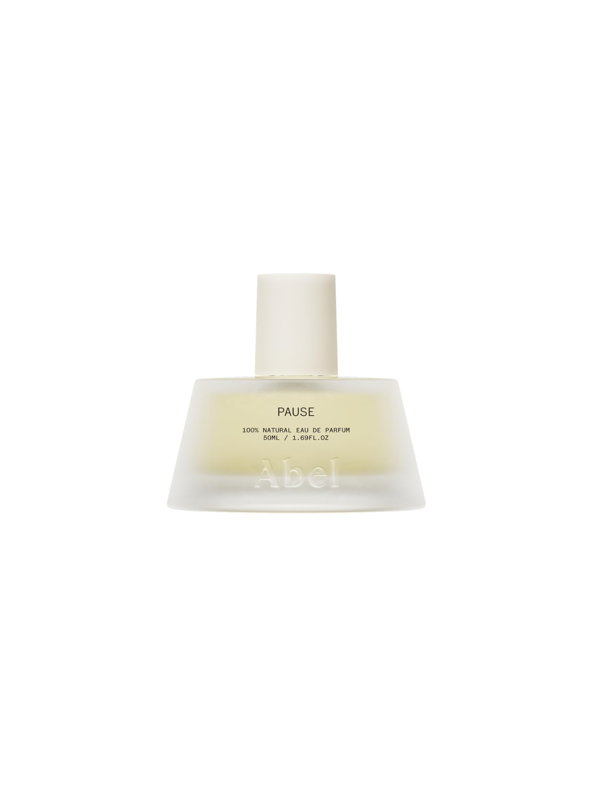 ABEL Pause bottle front view highlighting natural ingredients and clean design.