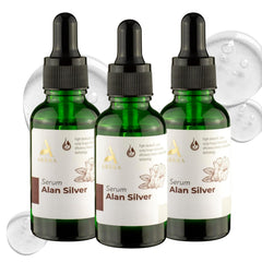 ABERA Alan Silver Serum bottle front highlighting lightweight hydration for sensitive skin