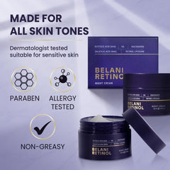 ABERA Belani application on skin demonstrates smooth absorption at night.