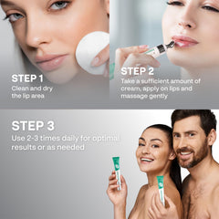 ABERA ceramide vitamin-e barrier emphasizes skin moisture protection around red irritated lips.