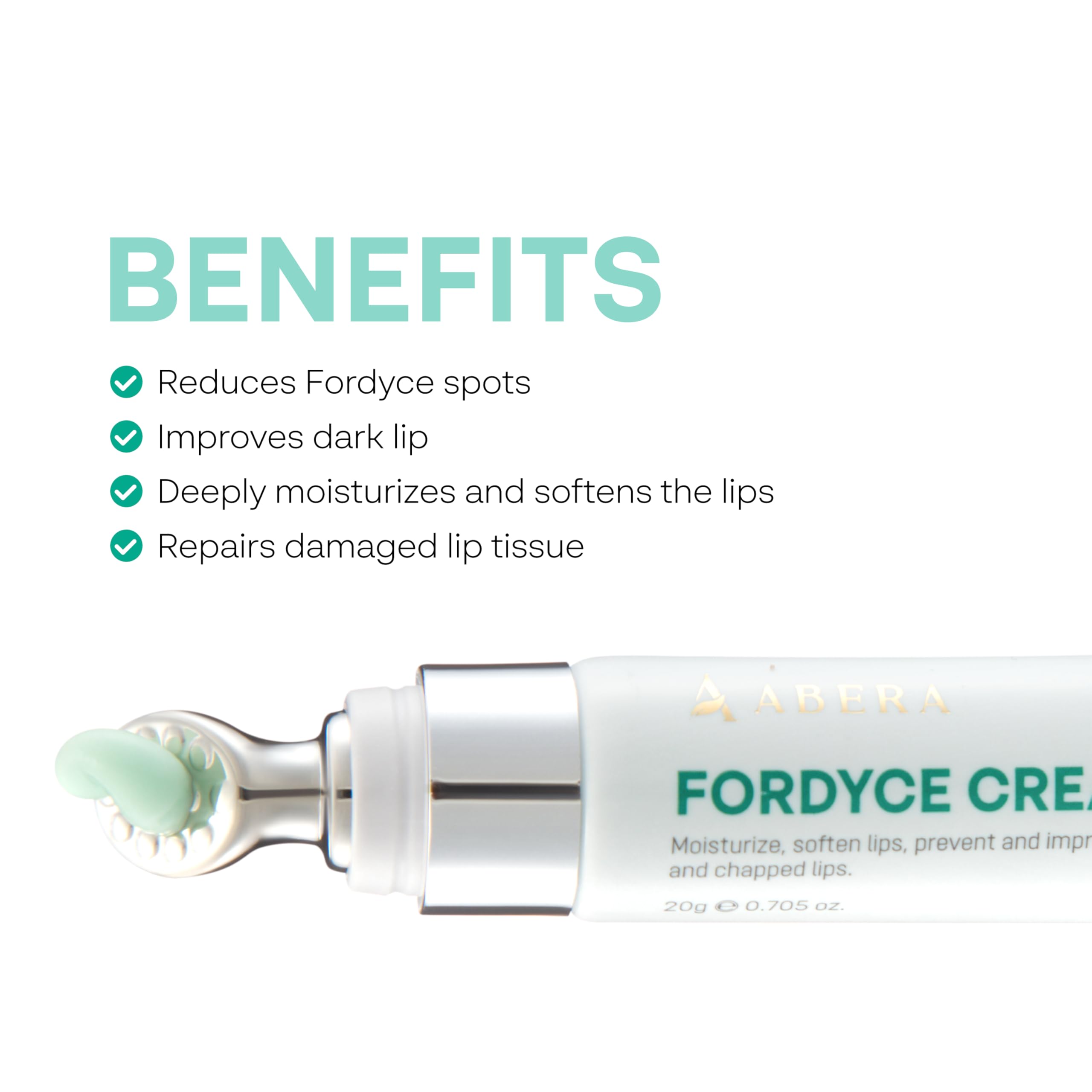 ABERA Fordyce Cream texture closeup shows quick-absorbing, non-greasy feel for daily use.