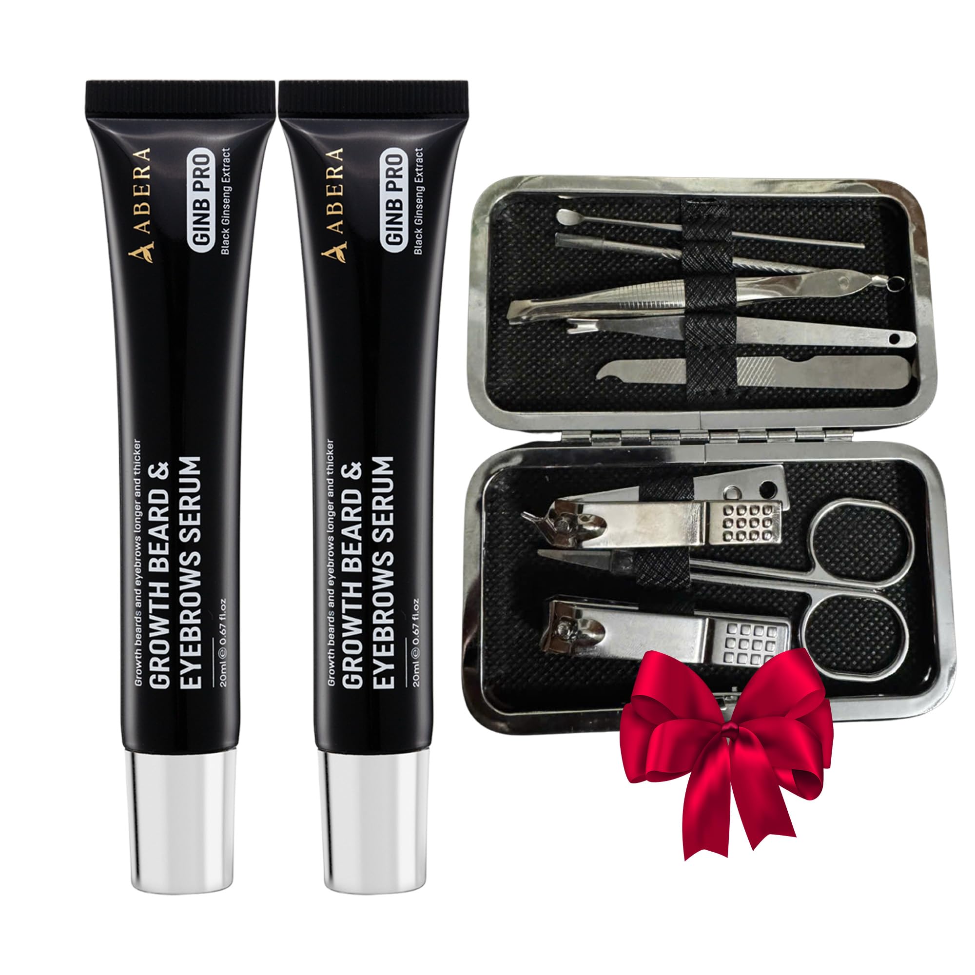 ABERA Ginb serum bottle with precision applicator for targeted brow and beard care