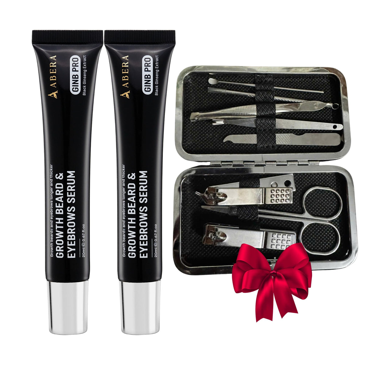 ABERA Ginb serum bottle with precision applicator for targeted brow and beard care