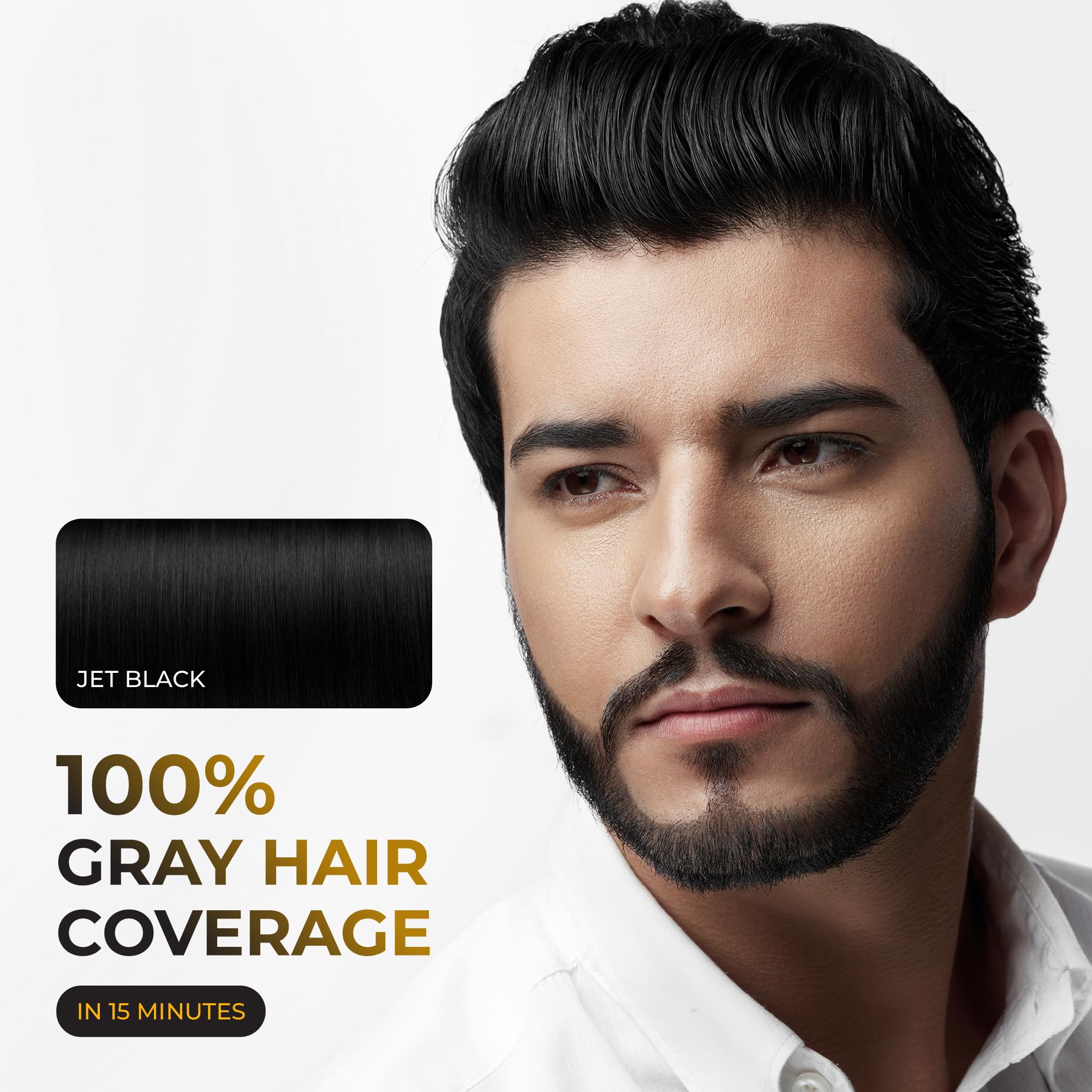 ABERA after-rinse hair looks vibrant with lasting black shade.