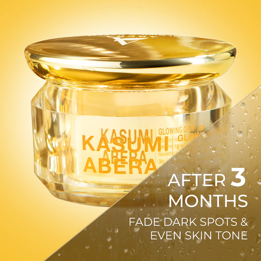 ABERA Kasumi Glowing Cream texture swatch on forearm demonstrating hydration and glow