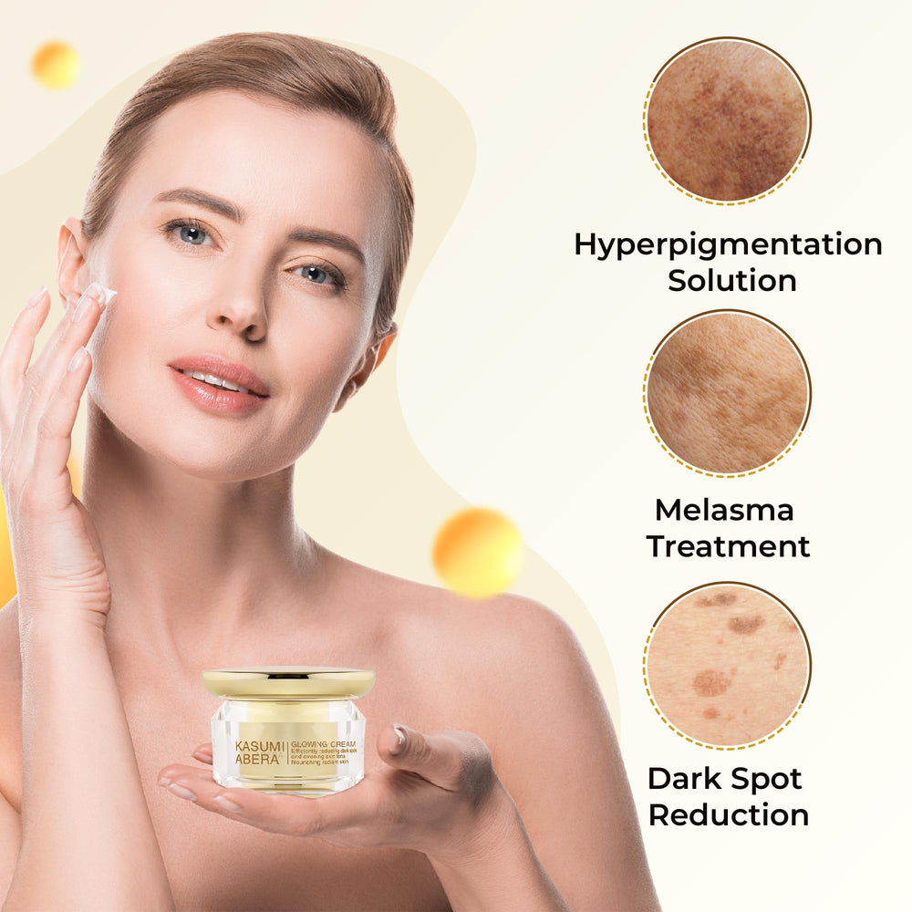 ABERA Kasumi Glowing Cream texture swirl highlighting smooth hydration and even tone