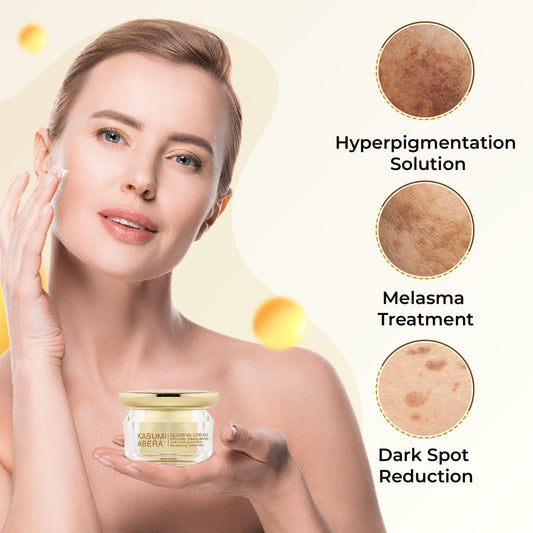 ABERA Kasumi Glowing Cream texture swirl highlighting smooth hydration and even tone