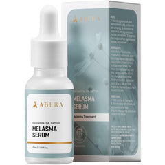 ABERA Melasma Serum bottle close-up showing premium packaging and hydration.