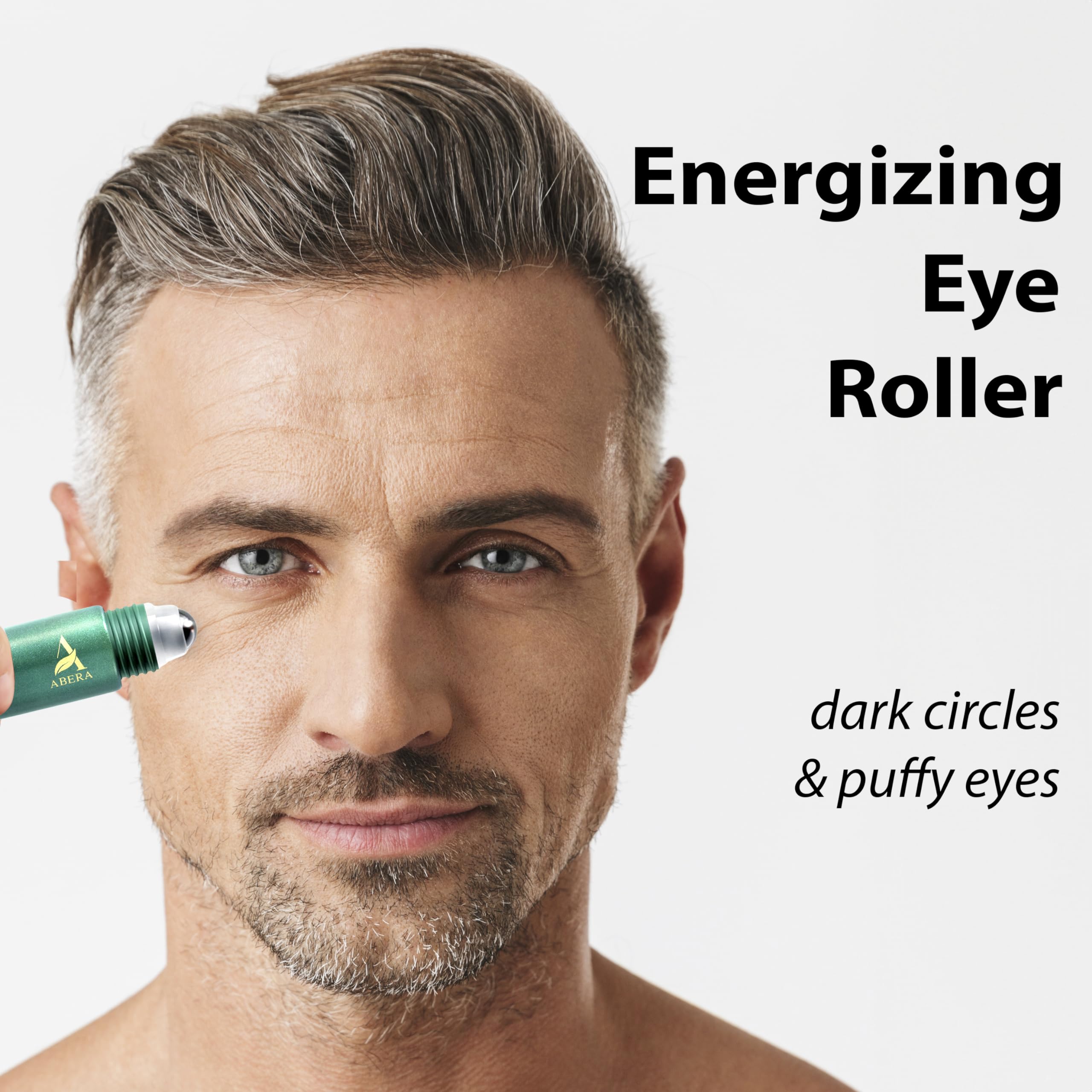 ABERA metal roller applicator enhances absorption for smoother, lifted eye contours.