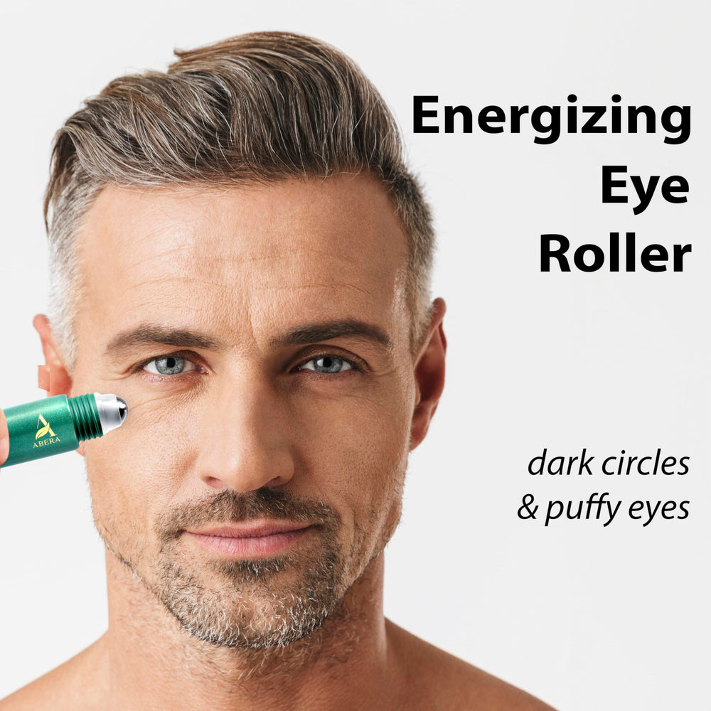 ABERA metal roller applicator enhances absorption for smoother, lifted eye contours.