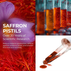 ABERA Renewing Saffron Serum dropper captured for precise application.