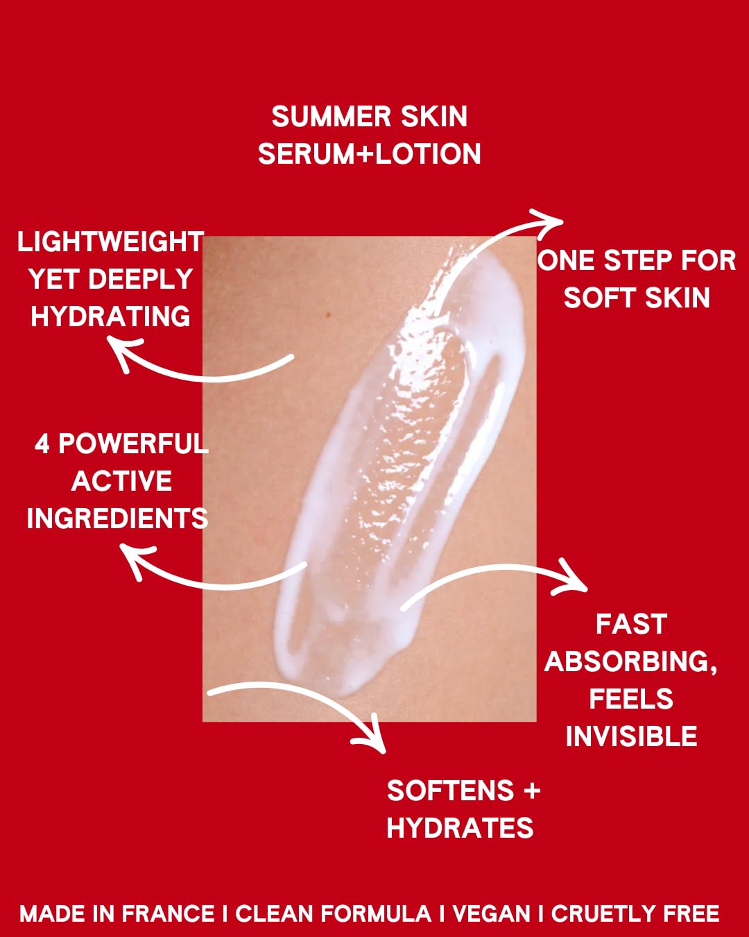 ABI AME Summer Skin quick absorption highlights a non-greasy finish on skin.
