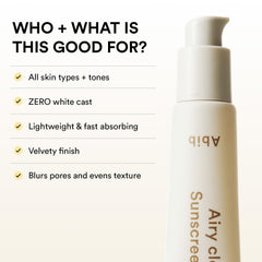 Abib Airy Clear Sunscreen Gel SPF30 used on face and body