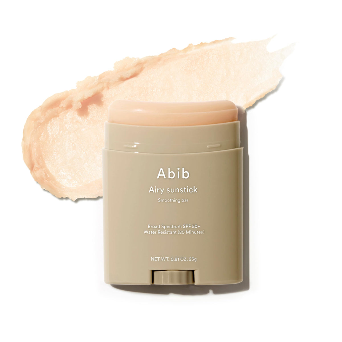Abib Airy Sunstick Protection Bar SPF50+ appears clear on skin with no white cast.