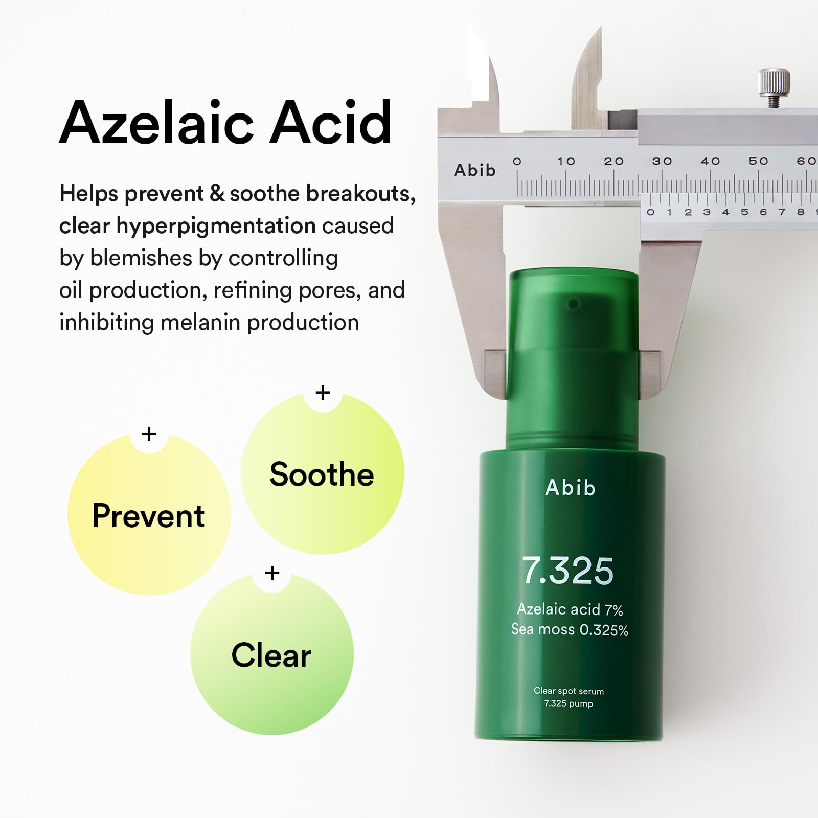 Succinic acid in Abib Clear Spot Serum supports an even-looking complexion.