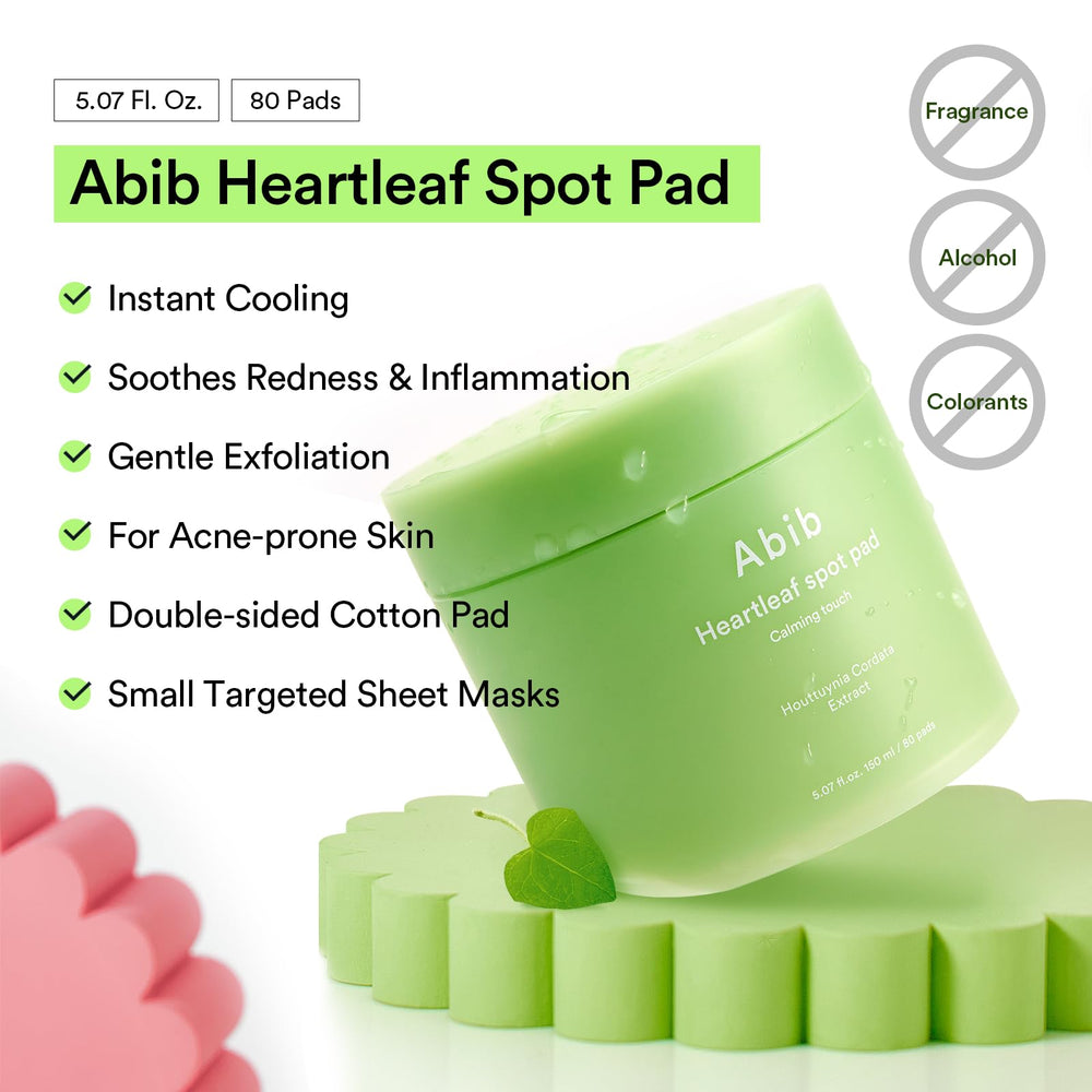 Abib Heartleaf Spot Pad close-up showing textured pads for gentle exfoliation
