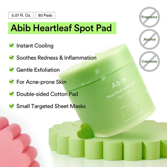 Abib Heartleaf Spot Pad close-up showing textured pads for gentle exfoliation