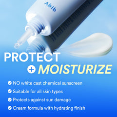 Abib no white cast sunscreen absorbs quickly for a natural finish
