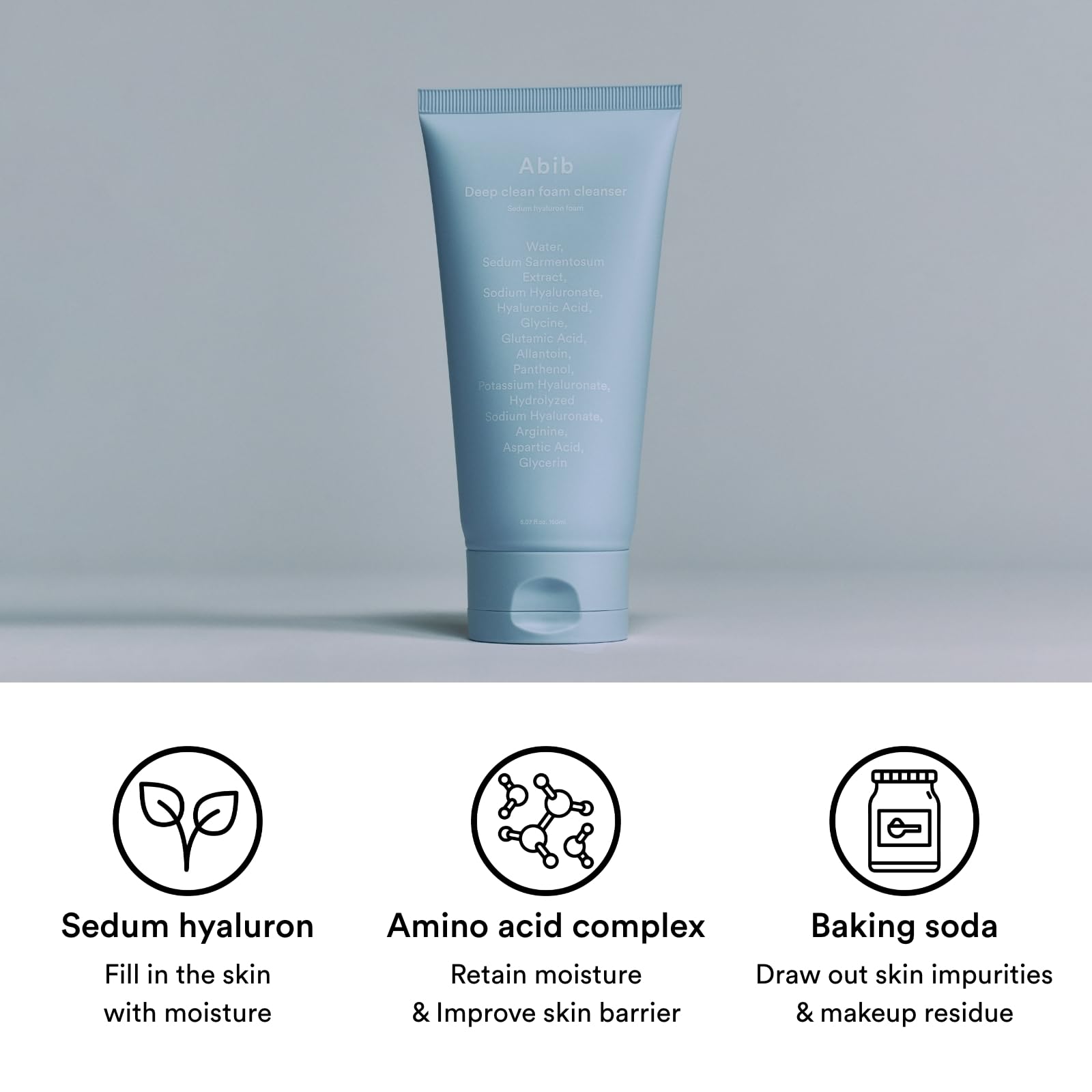 Abib Sedum Hyaluron Foam Cleanser creamy foam texture for gentle cleansing.