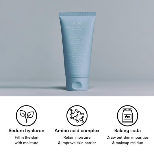 Abib Sedum Hyaluron Foam Cleanser creamy foam texture for gentle cleansing.
