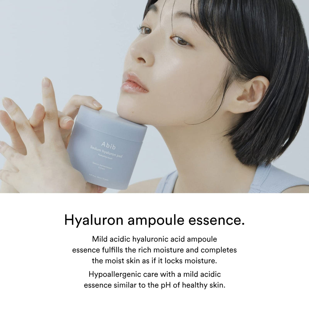 Abib Sedum Hyaluron Pad Hydrating Touch dermatologist-tested label builds trust.