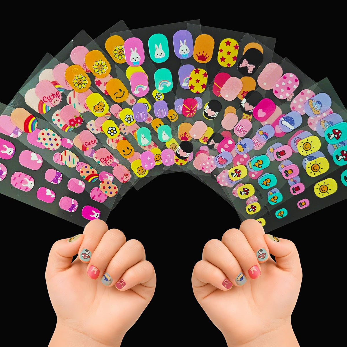 ABOLINE front packaging showing 10 colorful nail sticker sheets and two files for easy gifting