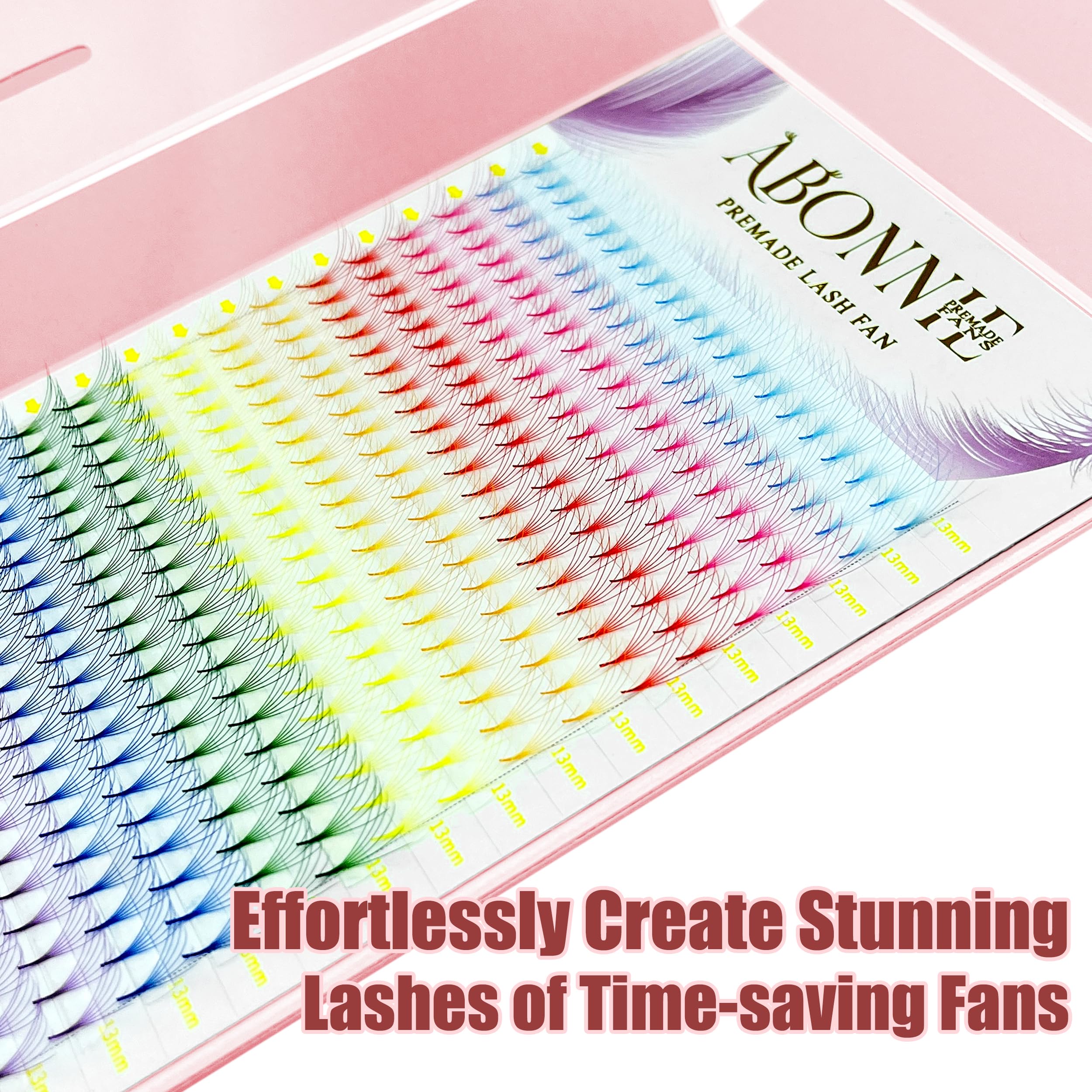 ABONNIE dramatic eye effect with colored premade lash fans