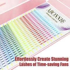 ABONNIE dramatic eye effect with colored premade lash fans