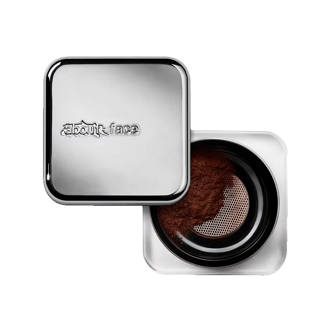 About-Face Curtain Call powder in Very Deep jar for a lightweight matte finish