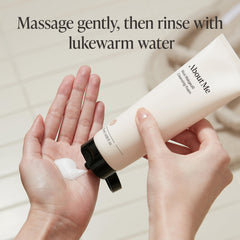 About Me Rice Makgeolli Cleansing Foam fragrance-free label communicates gentle care.