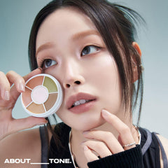 ABOUT TONE concealer shades beige and orange correct darkness and blemishes.