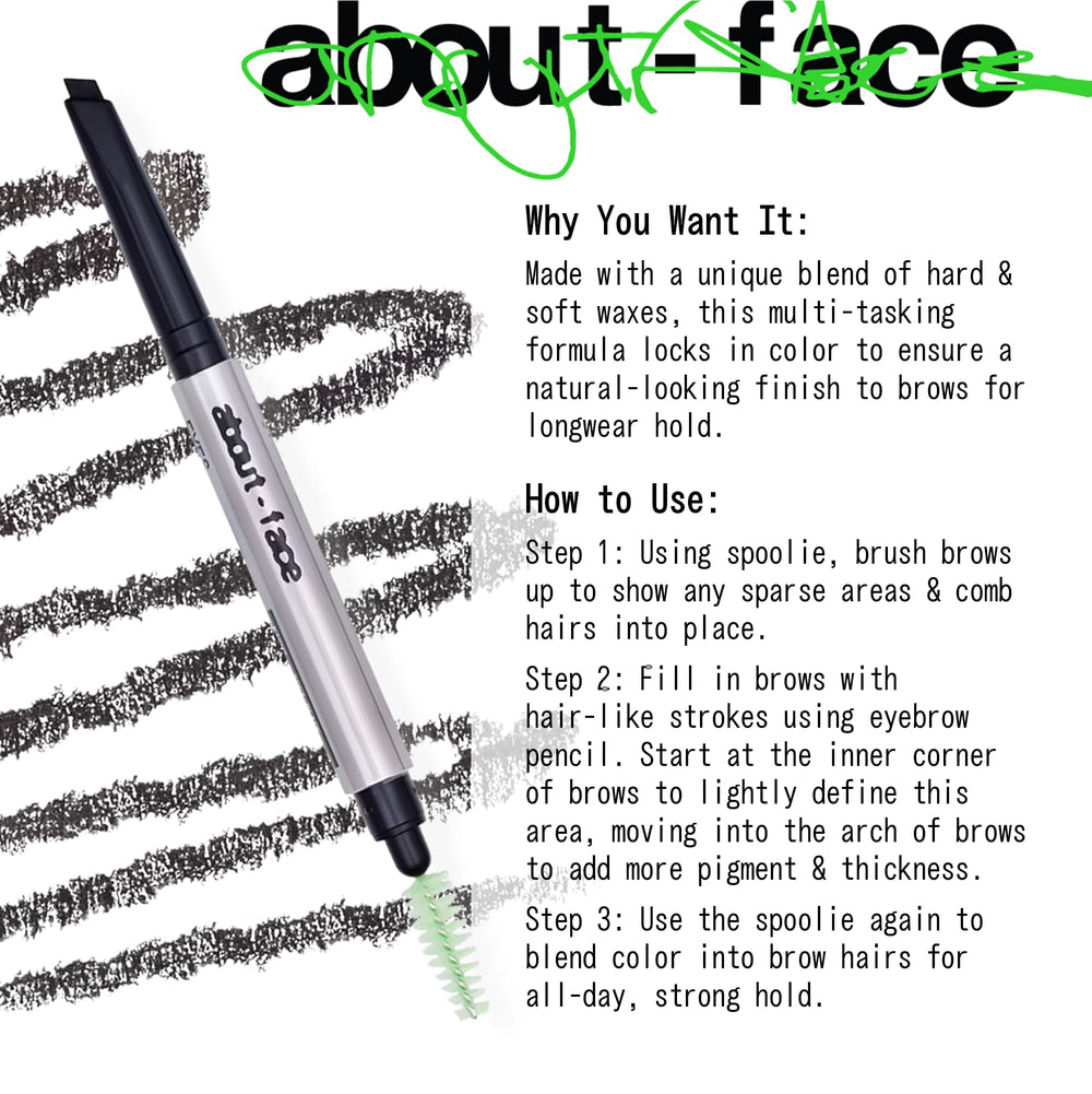 aboutface Brow Artist packaging closeup showcases clean vegan cruelty-free formula