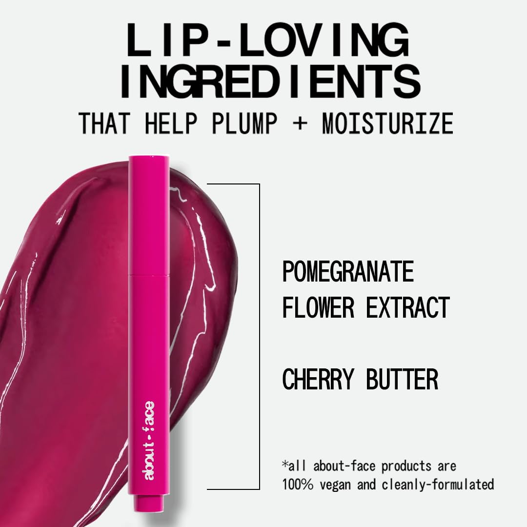 About Face Cherry Pick Lip Color Butter close-up texture reveals creamy, smooth application.