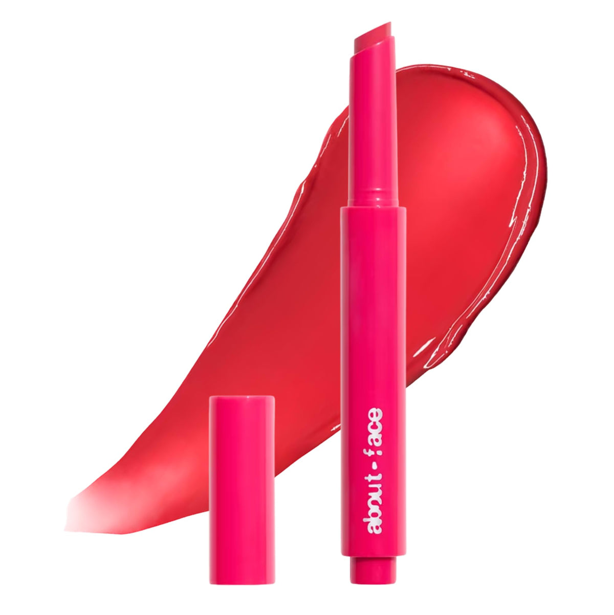 About Face Cherry Pick Lip Color Butter swatch in Watermelon Take showing glossy pigment
