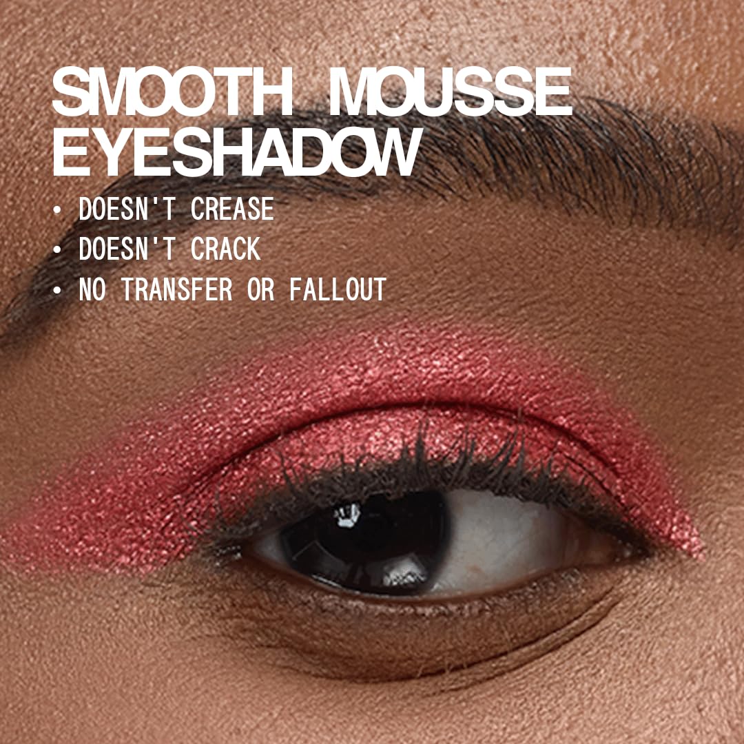 aboutface Fractal Glitter Eye Paint Cherie brush stroke on eyelid reveals smooth mousse texture for easy blending