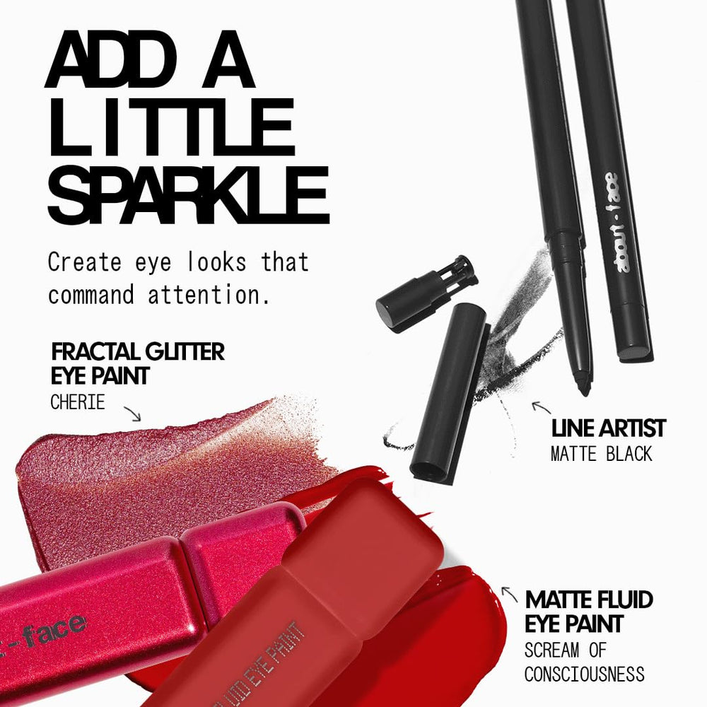 aboutface Fractal Glitter Eye Paint Cherie closeup ideal for day-to-night glitter looks