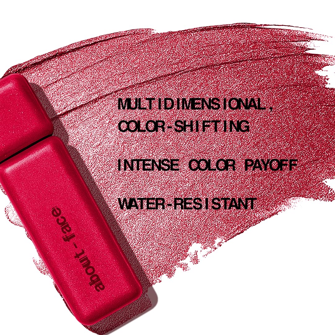 aboutface Fractal Glitter Eye Paint Cherie on-eye closeup shows long-lasting sparkle through heat