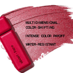 aboutface Fractal Glitter Eye Paint Cherie on-eye closeup shows long-lasting sparkle through heat
