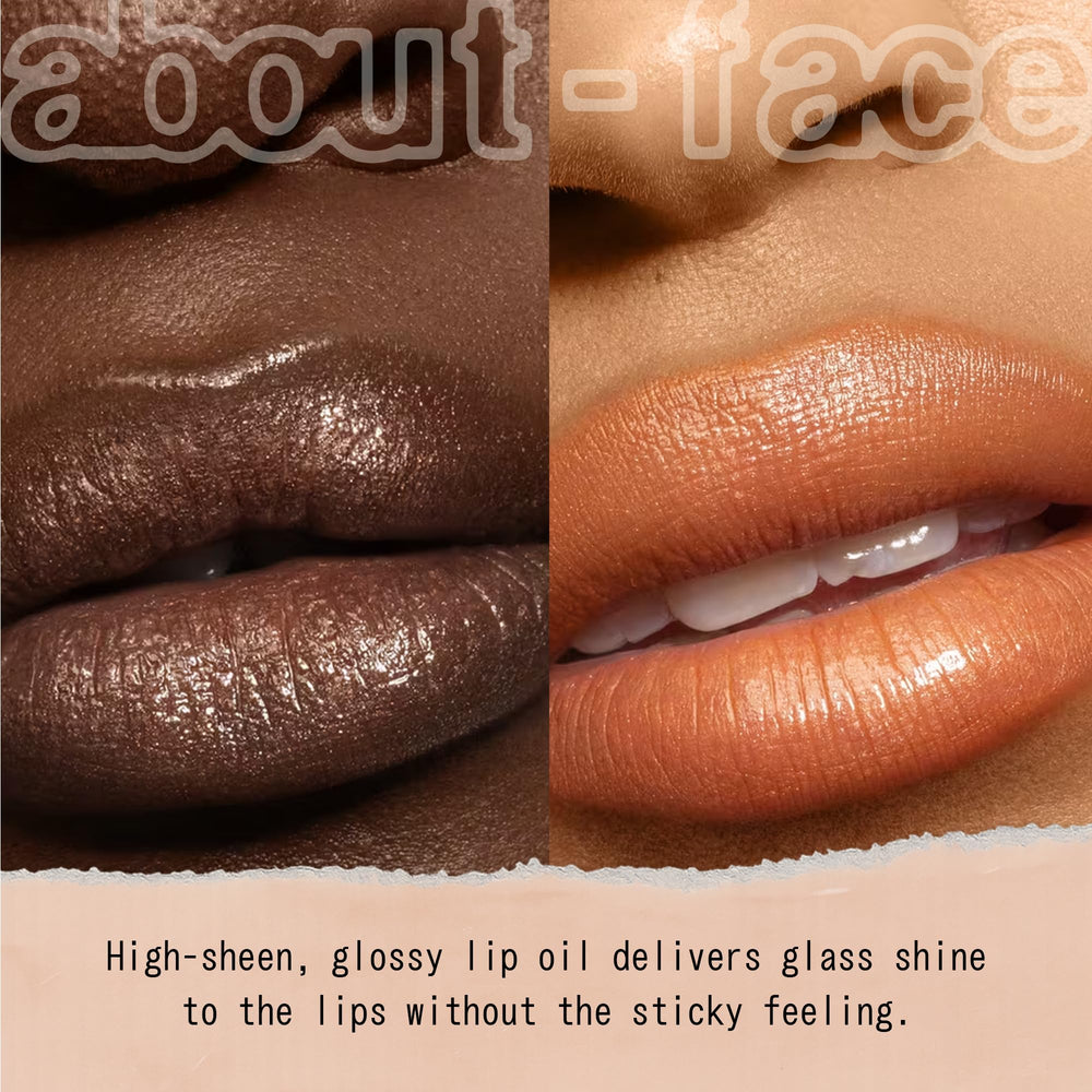 about-face Light Lock Lip Gloss Play Hooky Espresso—bold espresso shade for everyday glam.