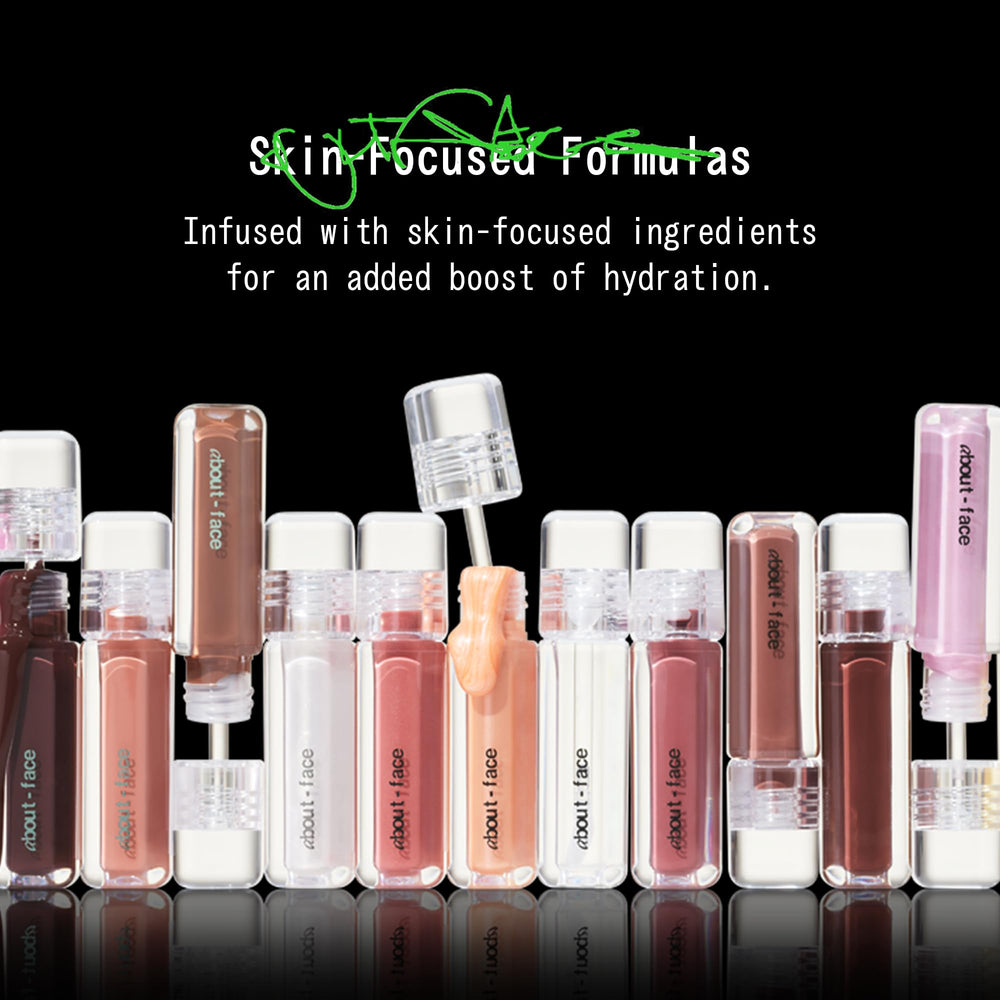 about-face Light Lock Lip Gloss precision applicator—easy, smooth application.