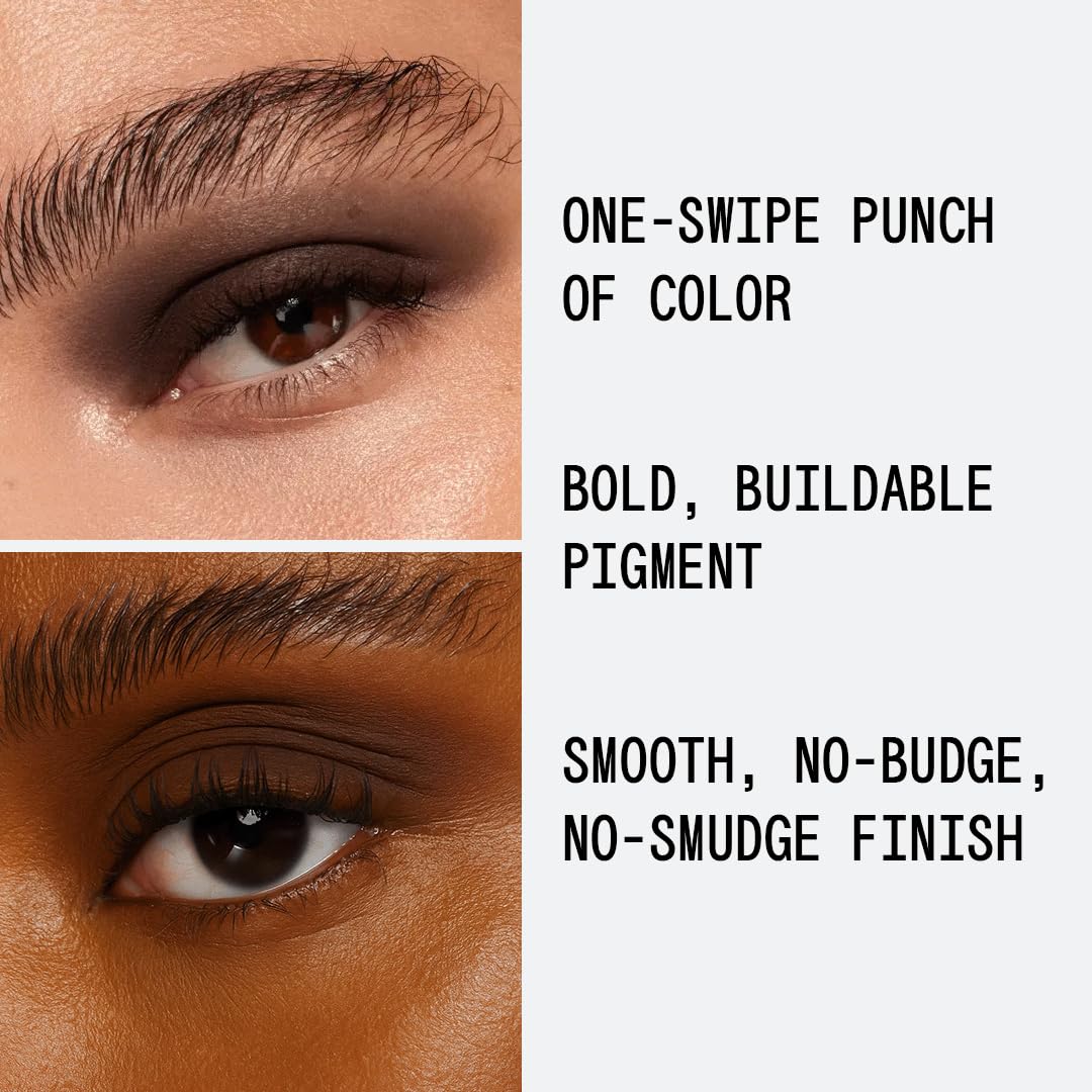 About-Face Matte Fluid Eye Paint chocolate brown smear on lid for seamless matte finish