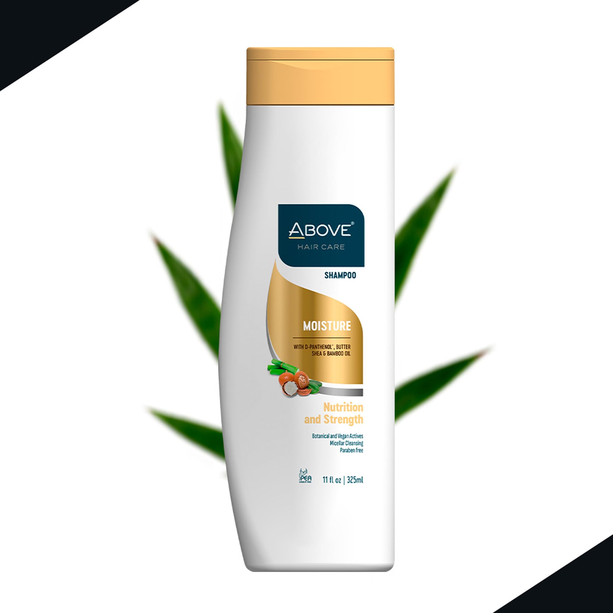 ABOVE Moisture Shampoo full packaging communicates four-piece value.