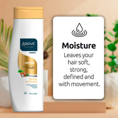 ABOVE Moisture Shampoo pump-top demonstrates easy daily use.